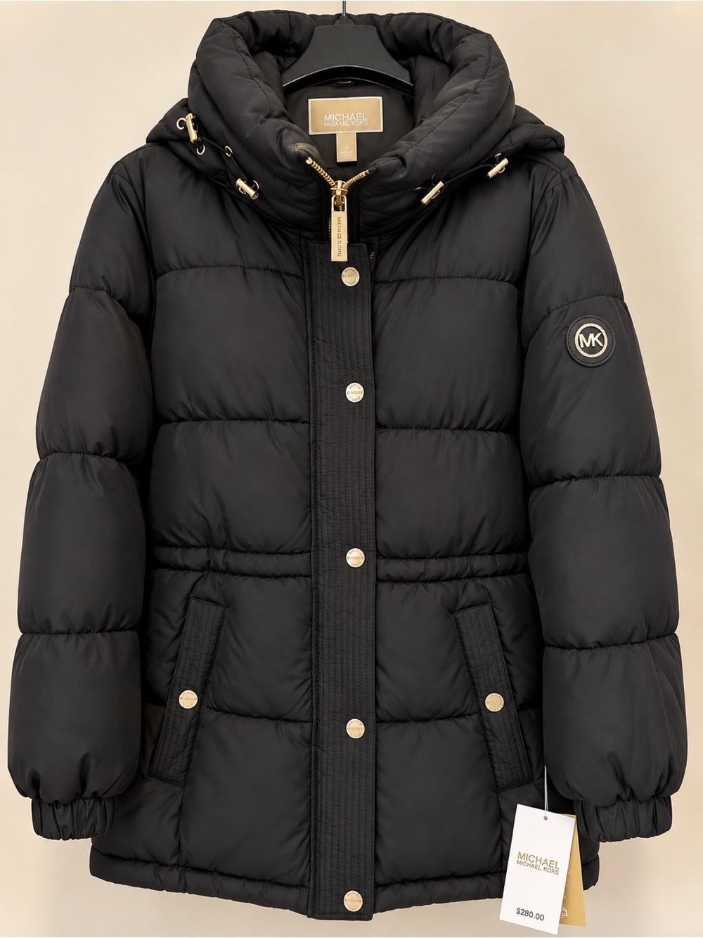Michael Kors Black Hooded Puffer Coat NWT